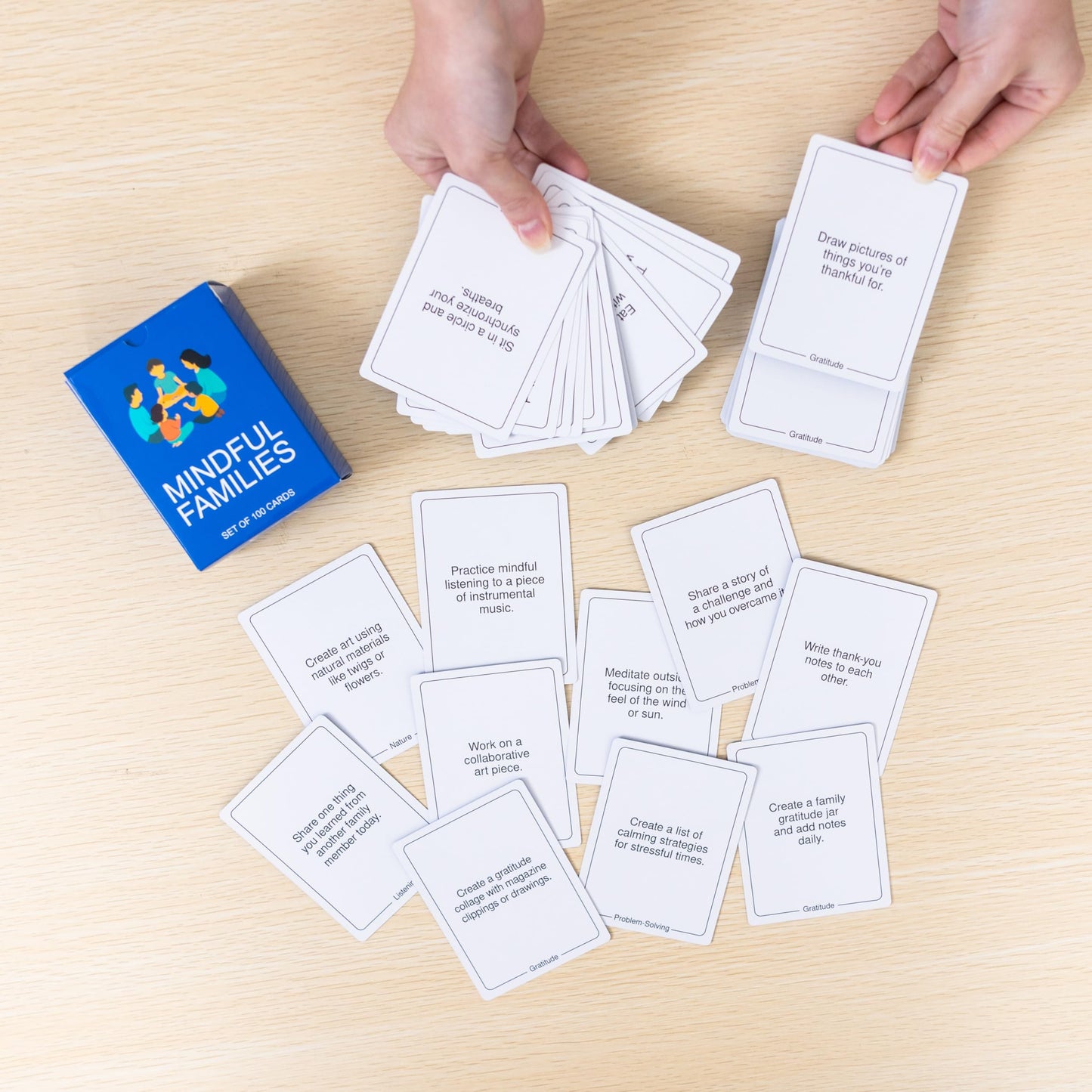 BayWel 100 Mindful Families Conversation Cards – Mindfulness, Gratitude & Breathing Prompts for Self-Care at Home, Travel & Therapy
