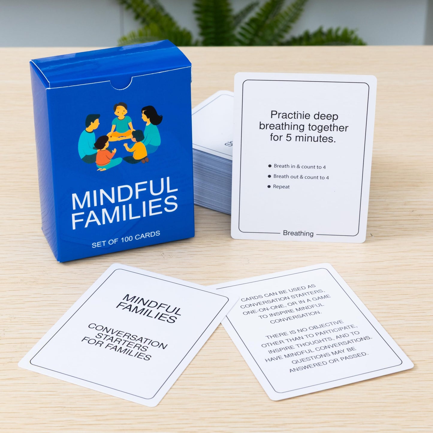 BayWel 100 Mindful Families Conversation Cards – Mindfulness, Gratitude & Breathing Prompts for Self-Care at Home, Travel & Therapy