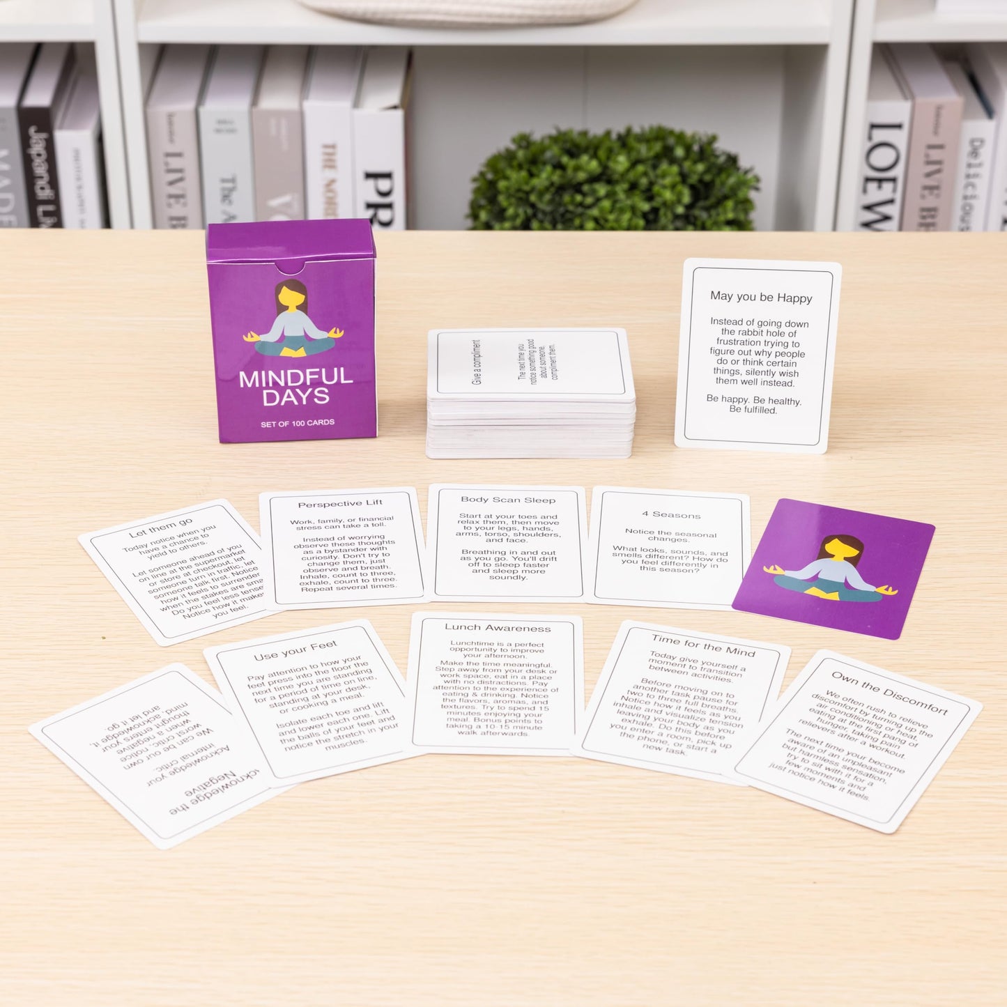 BayWel 100 Daily Mindful Activity Cards – Self-Care & Gratitude Prompts for All Ages | Portable Travel Deck for Mental Wellness, Focus & Stress Relief