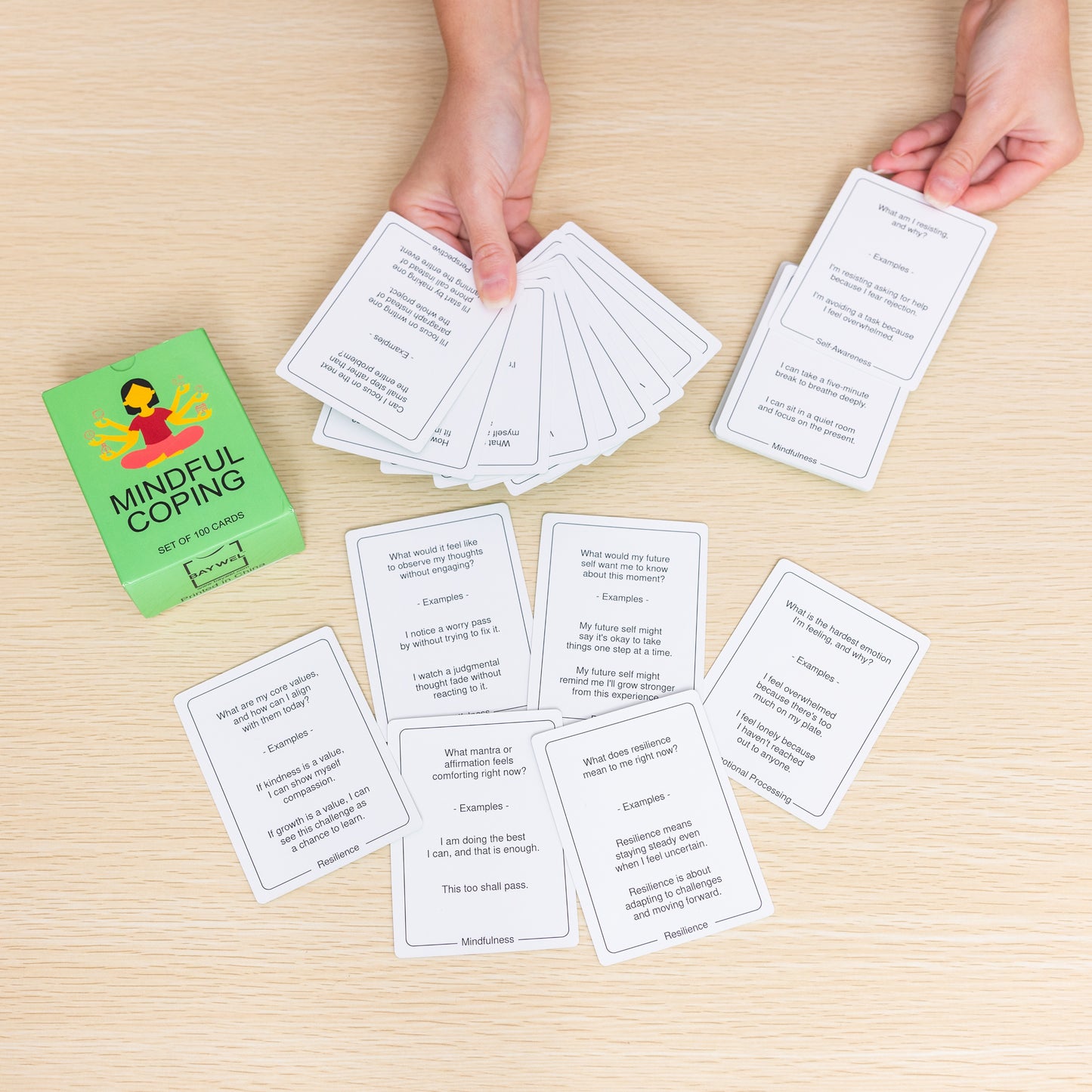 100 Mindful Coping Activity Cards – Self-Care & Stress Management Prompts for All Ages | Portable Travel Deck for Mental Wellness, Focus & Stress Relief