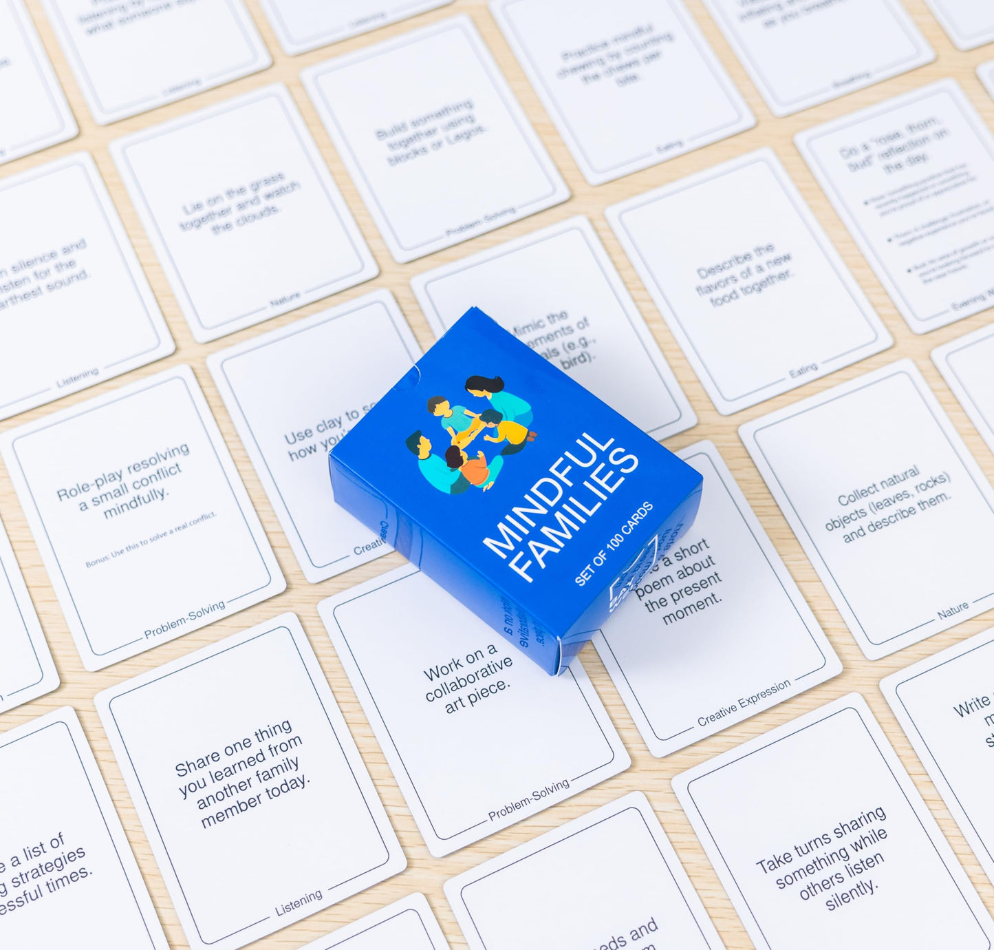 BayWel 100 Mindful Families Conversation Cards – Mindfulness, Gratitude & Breathing Prompts for Self-Care at Home, Travel & Therapy