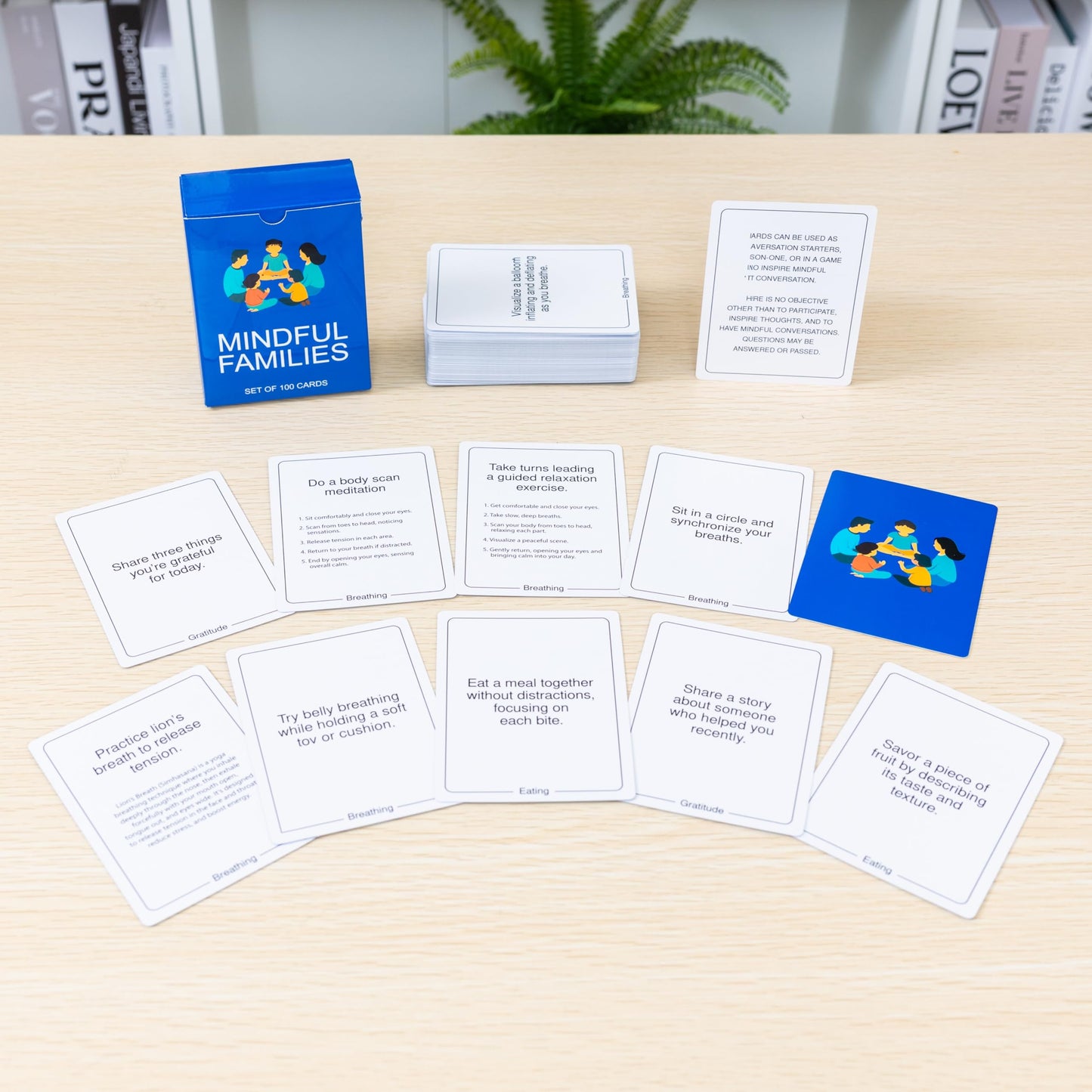 BayWel 100 Mindful Families Conversation Cards – Mindfulness, Gratitude & Breathing Prompts for Self-Care at Home, Travel & Therapy