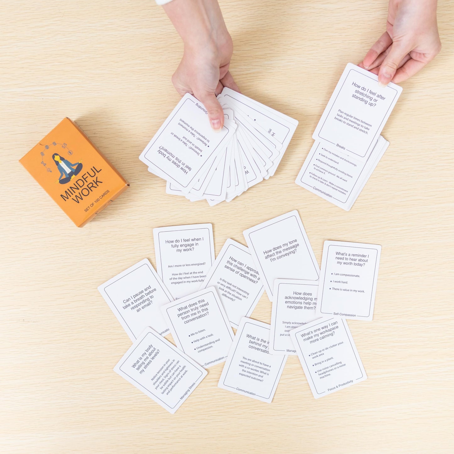 BayWel 100 Mindful Work Cards – Mindfulness & Self‑Care Prompts for Professionals | Desk & Travel Deck for Stress Relief, Focus, Motivation & Well‑Being